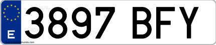 Ejemplo de matrícula de coche ordinaria 3897 BFY