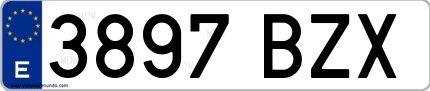 Ejemplo de matrícula española 3897 BZX