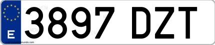 Ejemplo de matrícula española 3897 DZT