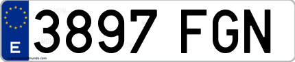 Ejemplo de matrícula de coche ordinaria 3897 FGN