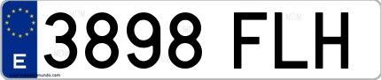 Ejemplo de matrícula española 3898 FLH