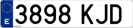 Ejemplo de matrícula española 3898 KJD