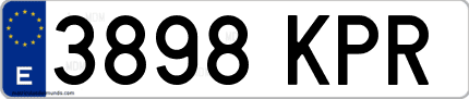 Ejemplo de matrícula de coche ordinaria 3898 KPR