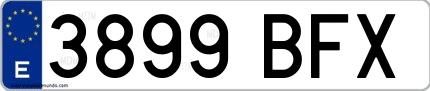Ejemplo de matrícula española 3899 BFX
