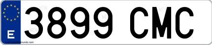 Ejemplo de matrícula española 3899 CMC