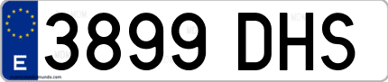 Ejemplo de matrícula de coche ordinaria 3899 DHS