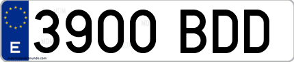 Ejemplo de matrícula de coche ordinaria 3900 BDD