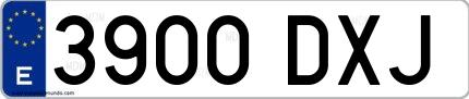 Ejemplo de matrícula española 3900 DXJ