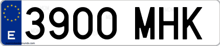 Ejemplo de matrícula de coche ordinaria 3900 MHK