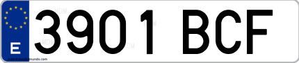Ejemplo de matrícula de coche ordinaria 3901 BCF