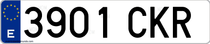 Ejemplo de matrícula de coche ordinaria 3901 CKR