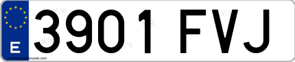 Ejemplo de matrícula de coche ordinaria 3901 FVJ