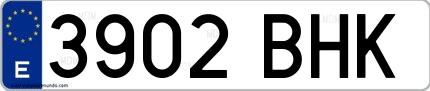 Ejemplo de matrícula española 3902 BHK