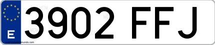 Ejemplo de matrícula española 3902 FFJ