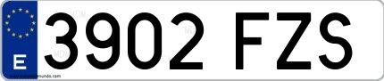 Ejemplo de matrícula española 3902 FZS