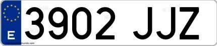 Ejemplo de matrícula española 3902 JJZ