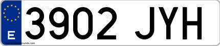 Ejemplo de matrícula de coche ordinaria 3902 JYH