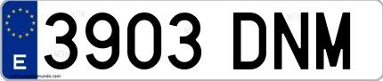 Ejemplo de matrícula española 3903 DNM
