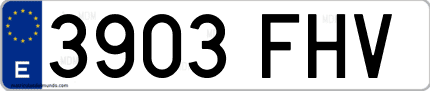 Ejemplo de matrícula de coche ordinaria 3903 FHV