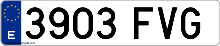 Ejemplo de matrícula de coche ordinaria 3903 FVG