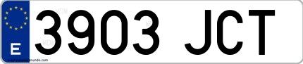 Ejemplo de matrícula española 3903 JCT