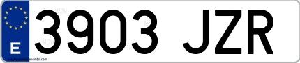 Ejemplo de matrícula española 3903 JZR