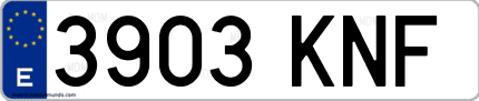 Ejemplo de matrícula de coche ordinaria 3903 KNF