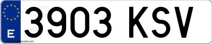 Ejemplo de matrícula española 3903 KSV