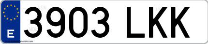 Ejemplo de matrícula española 3903 LKK