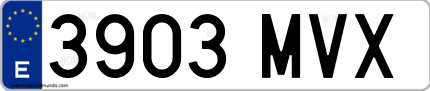 Ejemplo de matrícula de coche ordinaria 3903 MVX