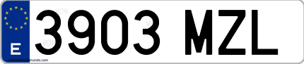 Ejemplo de matrícula de coche ordinaria 3903 MZL