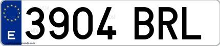 Ejemplo de matrícula española 3904 BRL