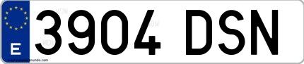 Ejemplo de matrícula española 3904 DSN