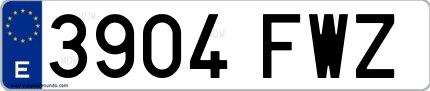 Ejemplo de matrícula española 3904 FWZ