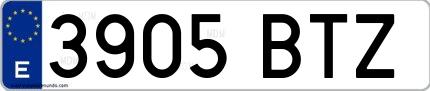 Ejemplo de matrícula española 3905 BTZ