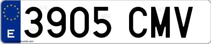 Ejemplo de matrícula española 3905 CMV