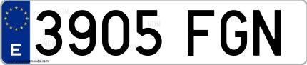 Ejemplo de matrícula española 3905 FGN
