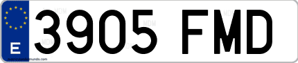 Ejemplo de matrícula de coche ordinaria 3905 FMD