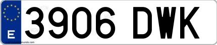 Ejemplo de matrícula española 3906 DWK