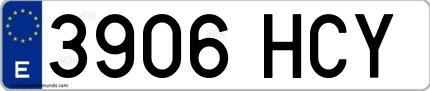 Ejemplo de matrícula española 3906 HCY