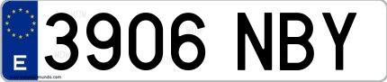 Ejemplo de matrícula española 3906 NBY