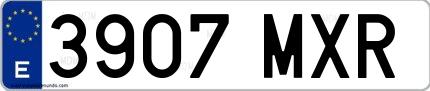 Ejemplo de matrícula española 3907 MXR
