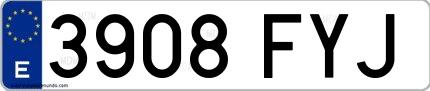 Ejemplo de matrícula española 3908 FYJ