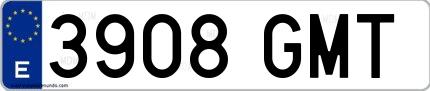 Ejemplo de matrícula española 3908 GMT