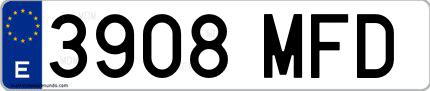 Ejemplo de matrícula española 3908 MFD