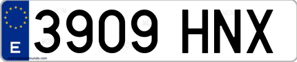 Ejemplo de matrícula de coche ordinaria 3909 HNX
