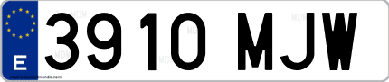 Ejemplo de matrícula de coche ordinaria 3910 MJW