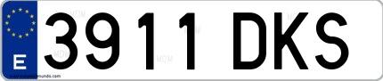 Ejemplo de matrícula española 3911 DKS