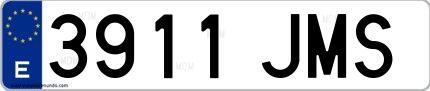 Ejemplo de matrícula española 3911 JMS