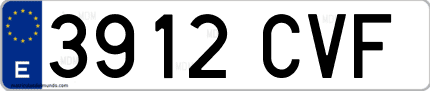 Ejemplo de matrícula de coche ordinaria 3912 CVF